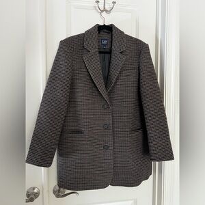 GAP Women's Black and Brown Checkered Blazer